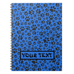 Dog Paws Black & White Polka Dot on tech blue Notitieboek