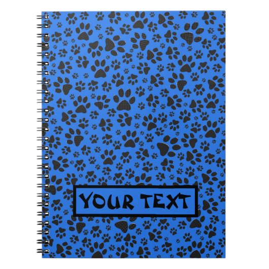 Dog Paws Black & White Polka Dot on tech blue Notitieboek (Voorkant)