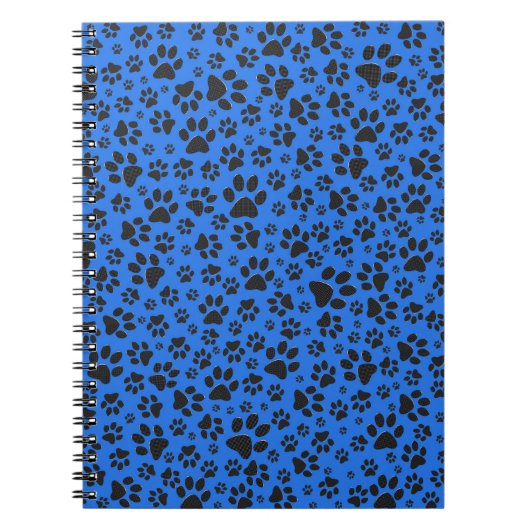 Dog Paws Black & White Polka Dot on tech blue Notitieboek (Voorkant)