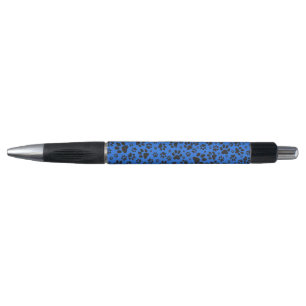 Dog Paws Black & White Polka Dot on tech blue Pen