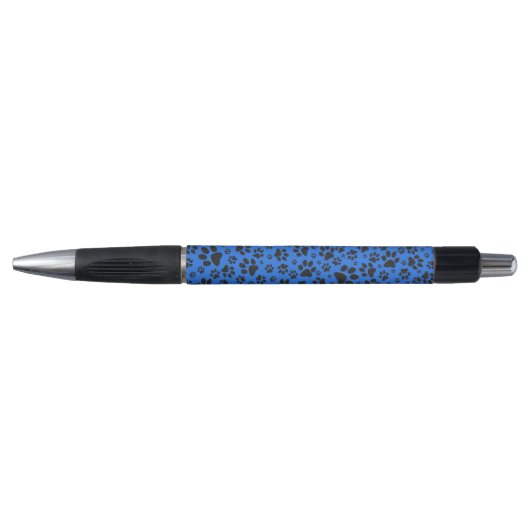 Dog Paws Black & White Polka Dot on tech blue Pen (Voorkant)