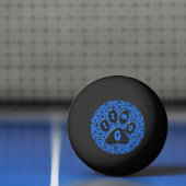 Dog Paws Black & White Polka Dot on tech blue Pingpongbal (Net)