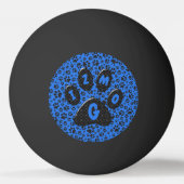 Dog Paws Black & White Polka Dot on tech blue Pingpongbal (Achterkant)