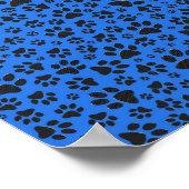 Dog Paws Black & White Polka Dot on tech blue Poster (Hoek)