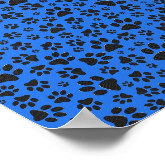 Dog Paws Black & White Polka Dot on tech blue Poster (Hoek)