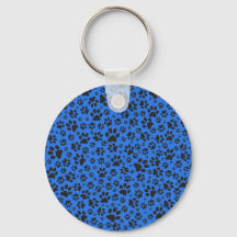 Dog Paws Black & White Polka Dot on tech blue
