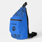 Dog Paws Black & White Polka Dot on tech blue Sling Bag (Rechterhoek)