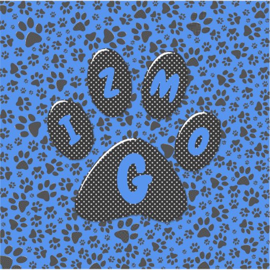 Dog Paws Black & White Polka Dot on tech blue Sticker (Voorkant)