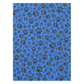 Dog Paws Black & White Polka Dot on tech blue Tafelkleed (Voorkant)