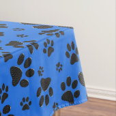 Dog Paws Black & White Polka Dot on tech blue Tafelkleed (Voorbeeld)