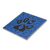Dog Paws Black & White Polka Dot on tech blue Tegeltje (Zijkant)