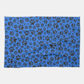Dog Paws Black & White Polka Dot on tech blue Theedoek (Horizontaal)