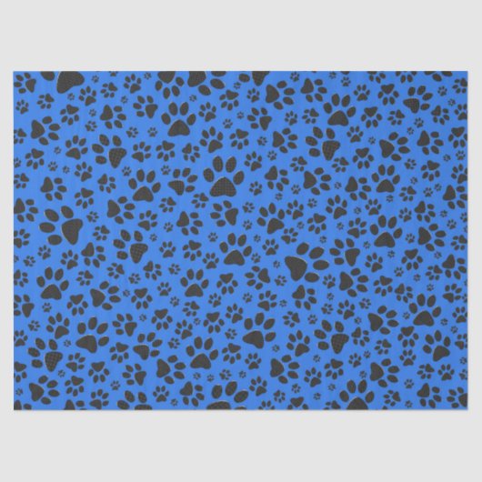 Dog Paws Black & White Polka Dot on tech blue Tissuepapier (Voorkant)