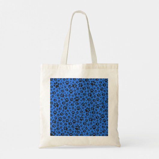 Dog Paws Black & White Polka Dot on tech blue Tote Bag (Achterkant)