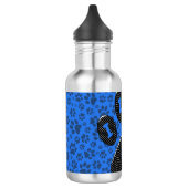 Dog Paws Black & White Polka Dot on tech blue Waterfles (Links)