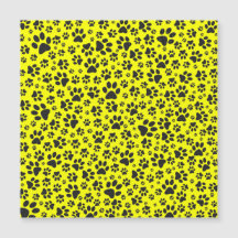 Dog Paws Black & White Polka Dot on yellow