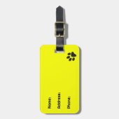 Dog Paws Black & White Polka Dot on yellow Bagagelabel (Voorkant verticaal)