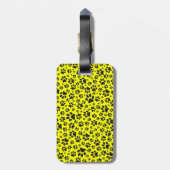 Dog Paws Black & White Polka Dot on yellow Bagagelabel (Achterkant verticaal)