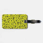 Dog Paws Black & White Polka Dot on yellow Bagagelabel (Achterkant horizontaal)