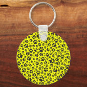 Dog Paws Black & White Polka Dot on yellow Keychai Sleutelhanger (Achterkant)