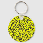 Dog Paws Black & White Polka Dot on yellow Keychai Sleutelhanger (Achterkant)