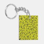 Dog Paws Black & White Polka Dot on yellow Sleutelhanger (Voorkant Links)