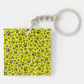 Dog Paws Black & White Polka Dot on yellow Sleutelhanger (Achterkant)