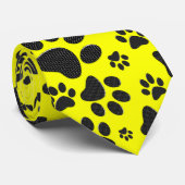 Dog Paws Black & White Polka Dot on yellow Stropdas (Opgerold)