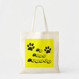 Dog Paws Black & White Polka Dot on yellow Tote Bag