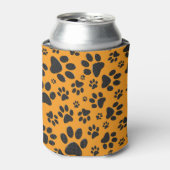 Dog Paws Black & White Polka Dot op dahlia oranje Blikjeskoeler (Blikje Voorkant)