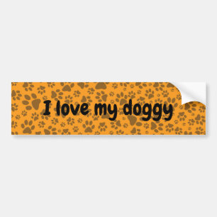 Dog Paws Black & White Polka Dot op dahlia oranje Bumpersticker