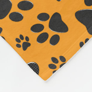 Dog Paws Black & White Polka Dot op dahlia oranje Fleece Deken