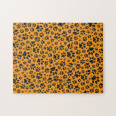 Dog Paws Black & White Polka Dot op dahlia oranje Legpuzzel (Horizontaal)