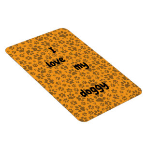 Dog Paws Black & White Polka Dot op dahlia oranje Magneet