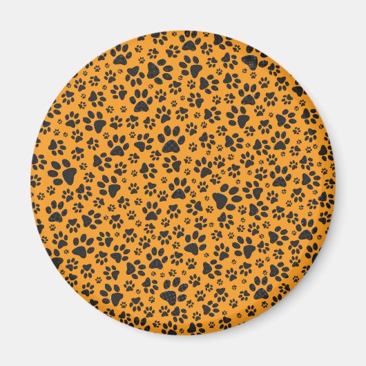 Dog Paws Black & White Polka Dot op dahlia oranje Magneet (Voorkant)