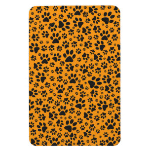 Dog Paws Black & White Polka Dot op dahlia oranje Magneet
