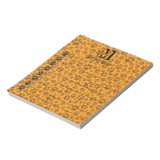 Dog Paws Black & White Polka Dot op dahlia oranje Notitieblok (Linkerzijde)