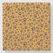 Dog Paws Black & White Polka Dot op dahlia oranje Stenen Onderzetter (Voorkant)
