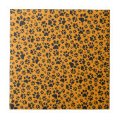 Dog Paws Black & White Polka Dot op dahlia oranje Tegeltje (Voorkant)