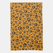 Dog Paws Black & White Polka Dot op dahlia oranje Theedoek (Verticaal)