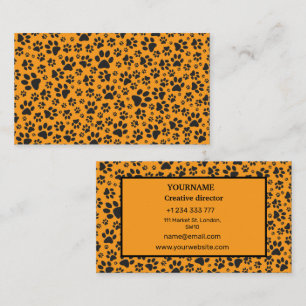 Dog Paws Black & White Polka Dot op dahlia oranje Visitekaartje
