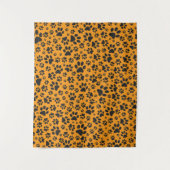 Dog Paws Black & White Polka Dot op dahlia oranje Wandkleed (Voorkant)