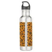 Dog Paws Black & White Polka Dot op dahlia oranje Waterfles (Achterkant)