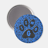 Dog Paws Black & White Polka Dot op tech blue Magn Magneet (Voorkant / Achterkant)