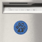 Dog Paws Black & White Polka Dot op tech blue Magn Magneet (Insitu (Vaatwasser))