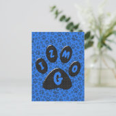 Dog Paws Black & White Polka Dot op tech blue Post Briefkaart (Staand voorkant)