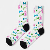 Dog Paws Botten Harten Woof Roze Groen Blauw Sokken (Links)