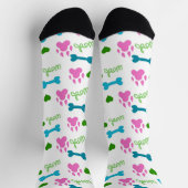 Dog Paws Botten Harten Woof Roze Groen Blauw Sokken (Top)
