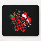 Dog Paws Christmas Buffalo Plaid Paw Santa Elf Rei Muismat (Voorkant)