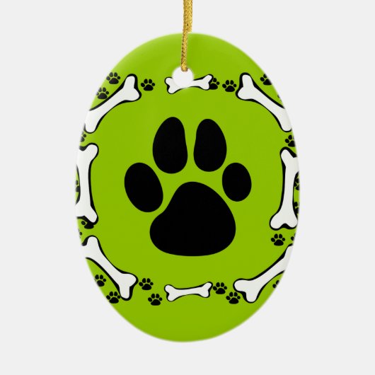 Dog Paws en Dog Botten Keramisch Ornament (Voorkant)